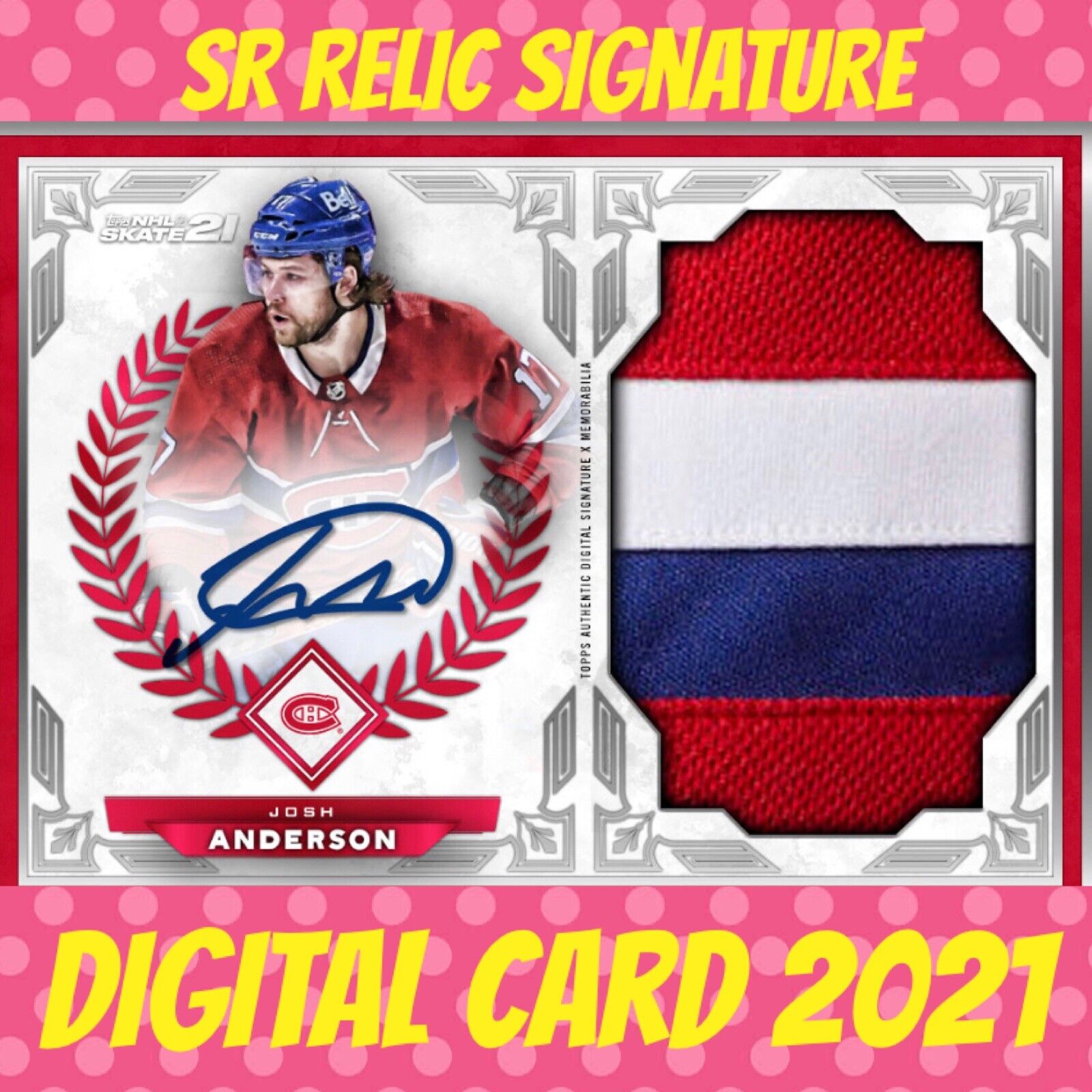 2021 Topps NHL Skate Josh Anderson Impact Performers Signature Relic Digital