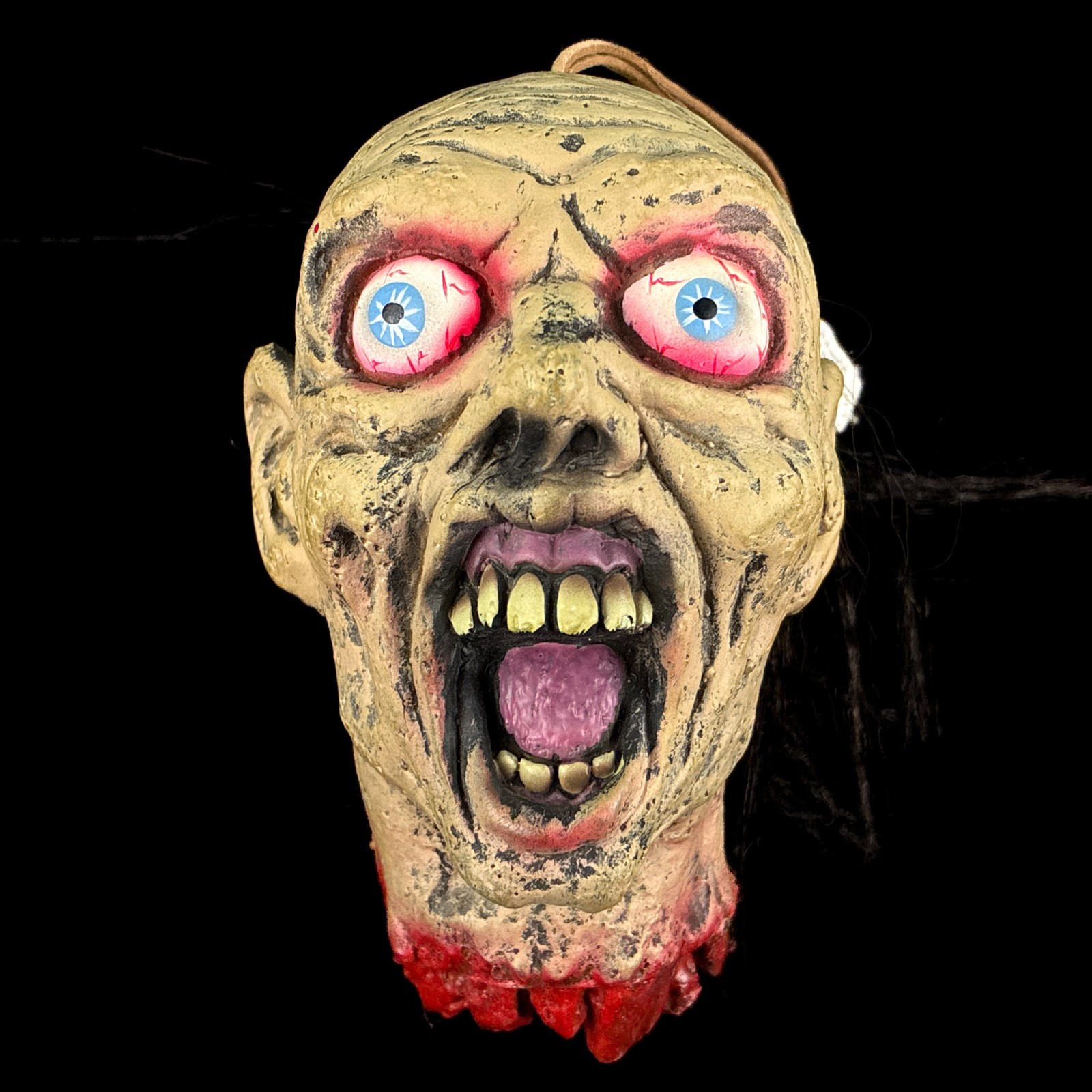Vintage Nightview Seasons Shrunken Head Zombie Rubber Hanging Halloween Prop