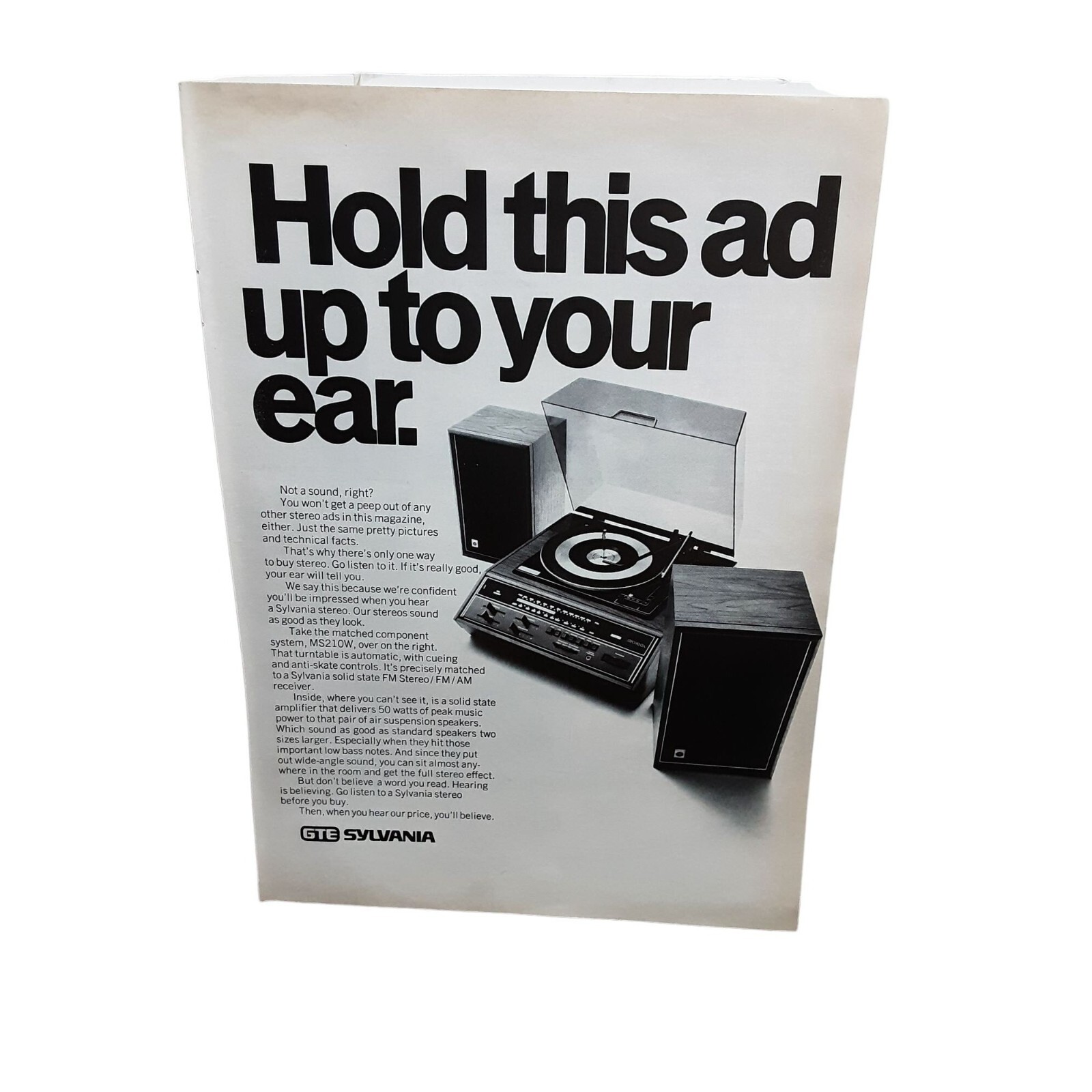 Vintage 1971 GTE Sylvania Stereo Original Print Ad