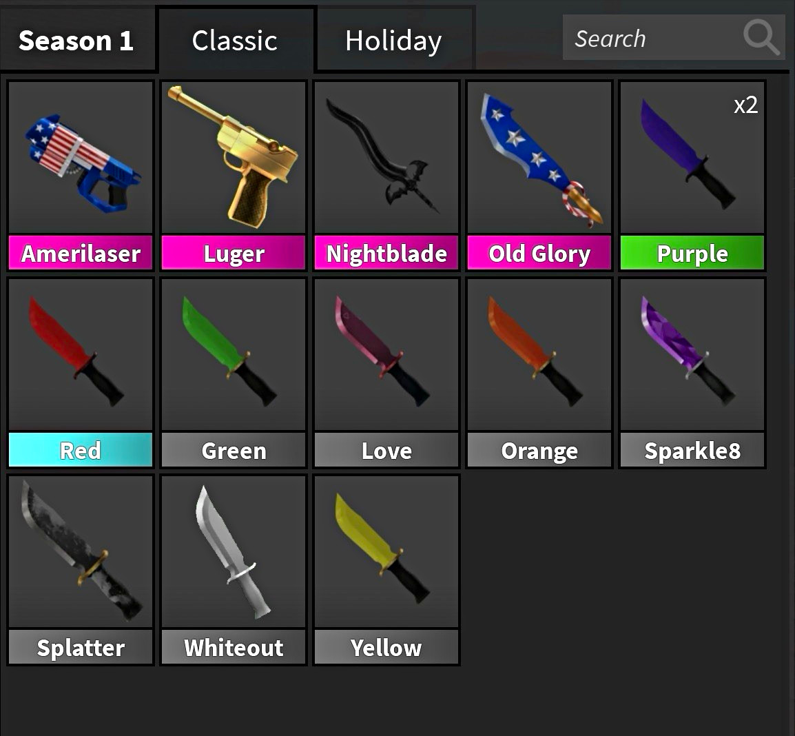 Roblox MURDER MYSTERY 2 KNIVES AND GUNS/Can be sold separately Roblox MURDER MYSTERY 2 KNIVES AND GUNS/Can be sold separately