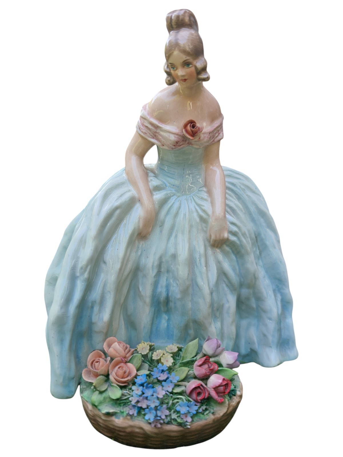 Guido Cacciapuoti Italian Porcelain Figurine Lady Flower Basket Gres d'Arte 10 Guido Cacciapuoti Italian Porcelain Figurine Lady Flower Basket Gres d'Arte 10