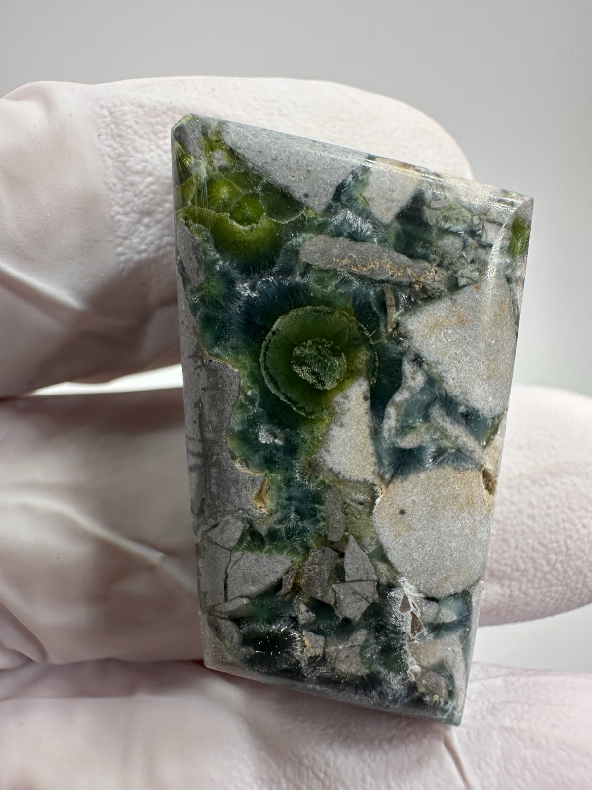 RARE ( 82 ct.) Polished Green Wavellite Cabochon from Avant, Arkansas