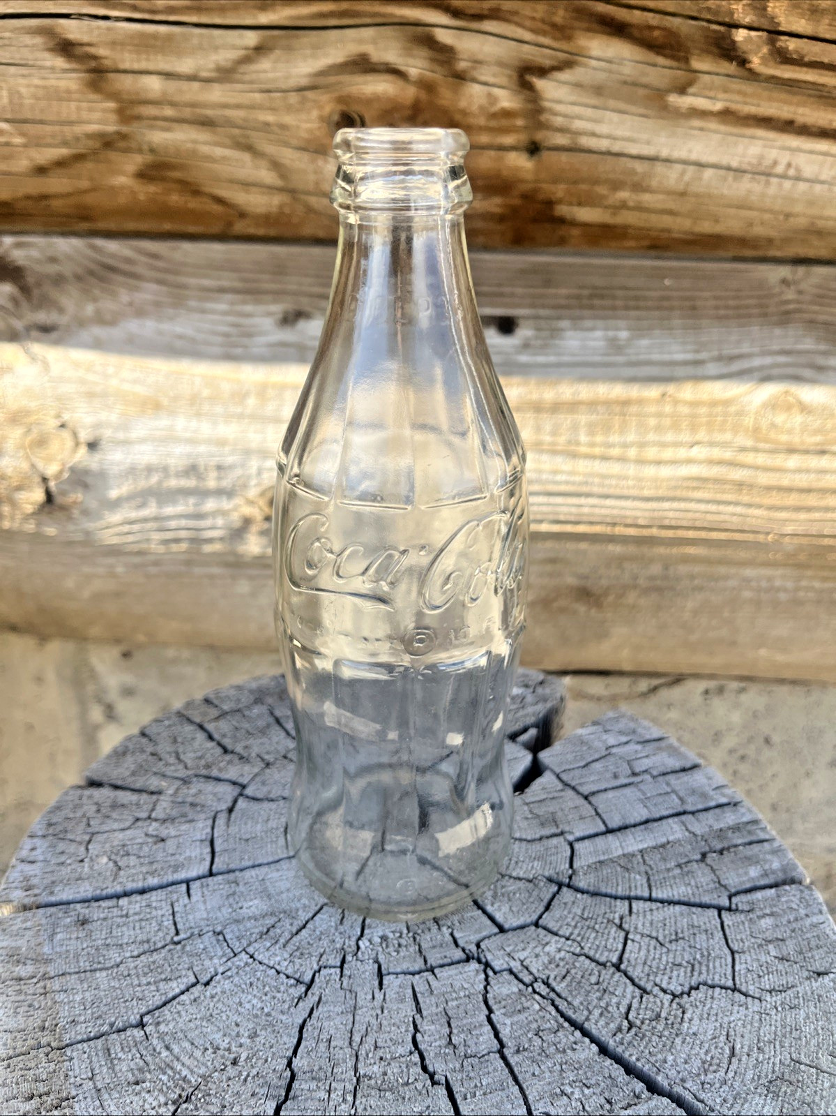 Vintage Coca Cola Clear Glass Contour Bottle Hobble Skirt Embossed Script Letter