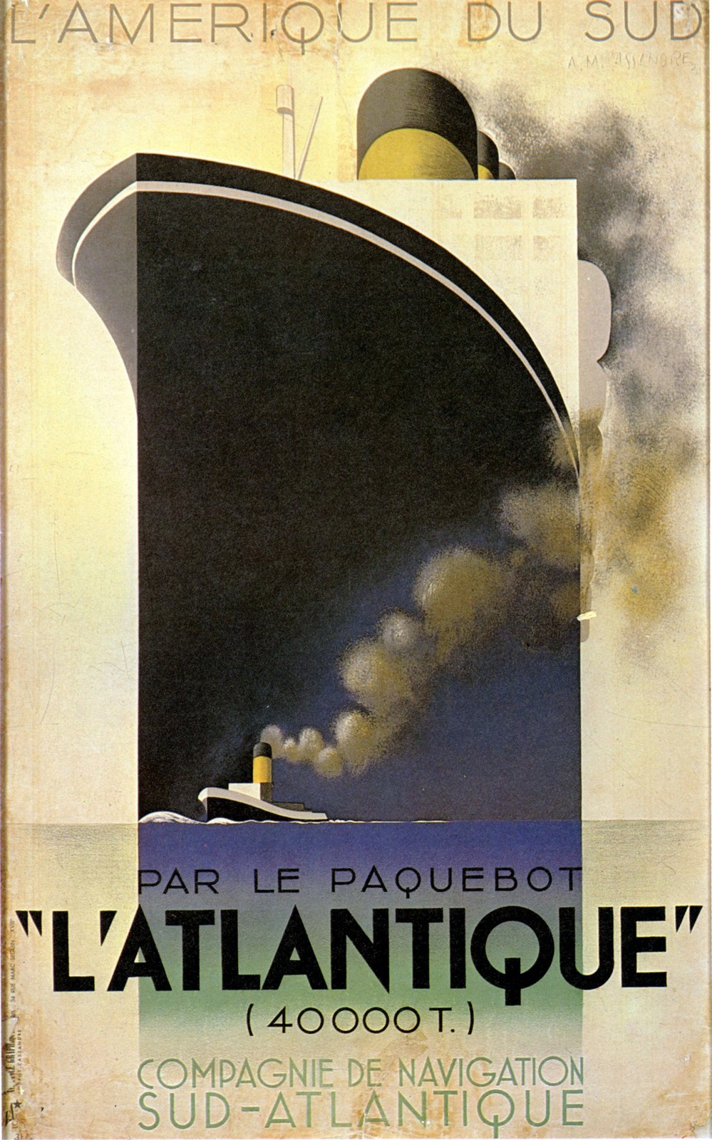 Vintage 1930s 'L'Atlantique' Art Deco Poster by Cassandre π 24x36β Vintage 1930s 'L'Atlantique' Art Deco Poster by Cassandre π 24x36β