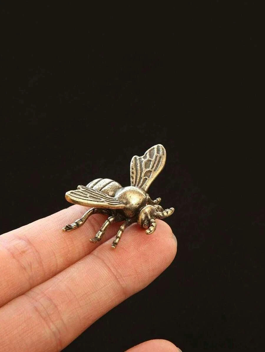 2pc Vintage Brass Bee Figurine Bronze Insect Statue Desk Home Decor Gift
