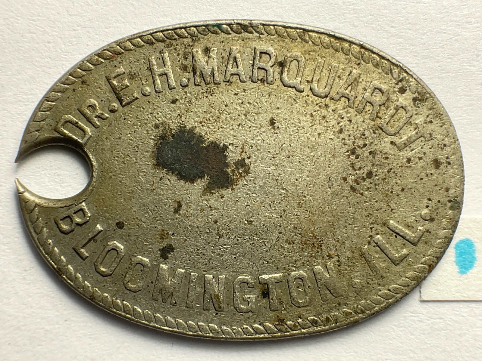 Rare Antique 1920s Dr E. H. Marquardt Bloomington, IL Dog Tax Rabies Tag Token Rare Antique 1920s Dr E. H. Marquardt Bloomington, IL Dog Tax Rabies Tag Token