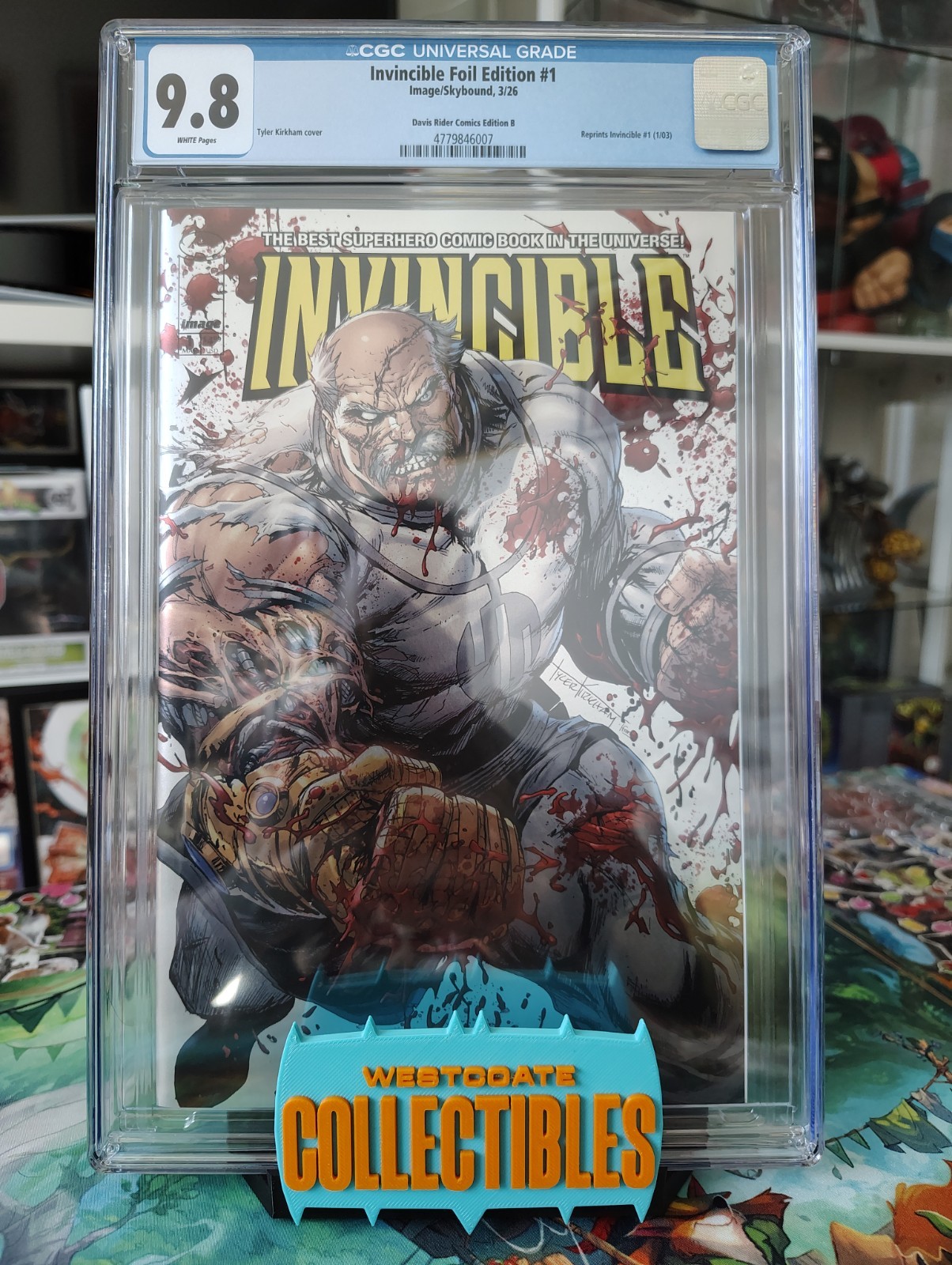 Invincible 1 CGC 9.8 Kirkham Battle Damage Conquest Foil SDCC 2026 LTD 1500