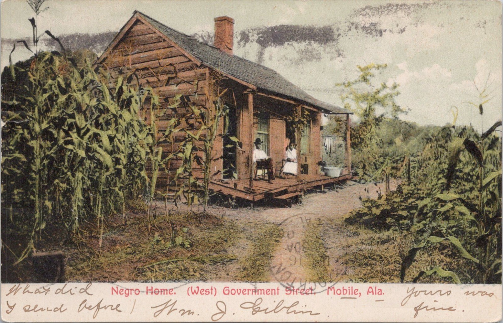 LITHO Mobile Alabama Black Sharecropper Cabin on West Government Street 1906 LITHO Mobile Alabama Black Sharecropper Cabin on West Government Street 1906
