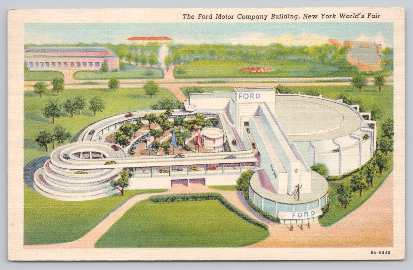 Vintage 1939 Ford Motor Company Building New York World\'s Fair Postcard Vintage 1939 Ford Motor Company Building New York World\'s Fair Postcard