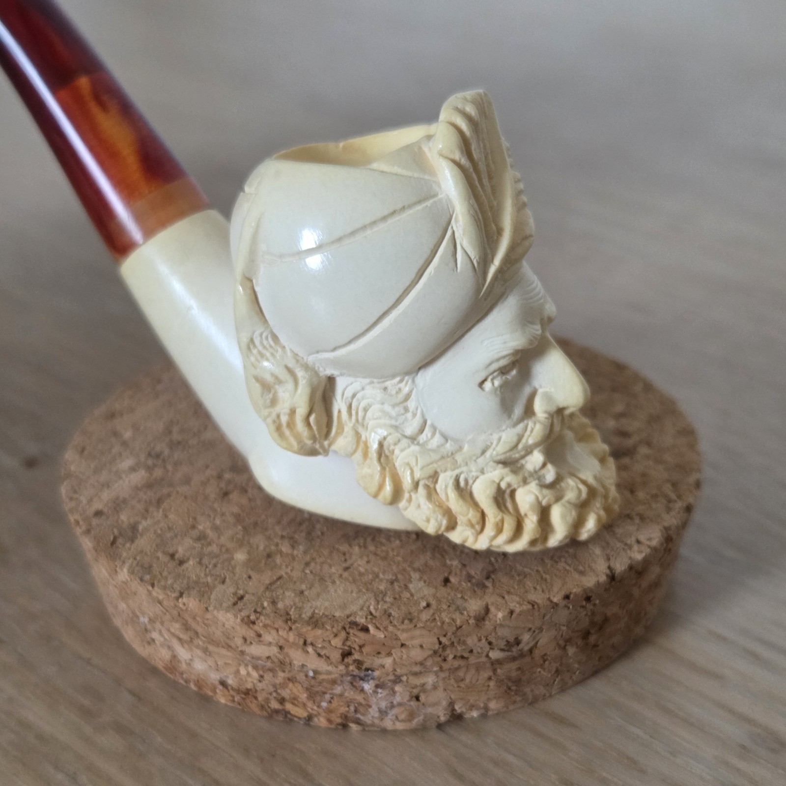 Vintage Hand Carved Block Meerschaum Pipe Sultan Turban Cased Signed Vintage Hand Carved Block Meerschaum Pipe Sultan Turban Cased Signed