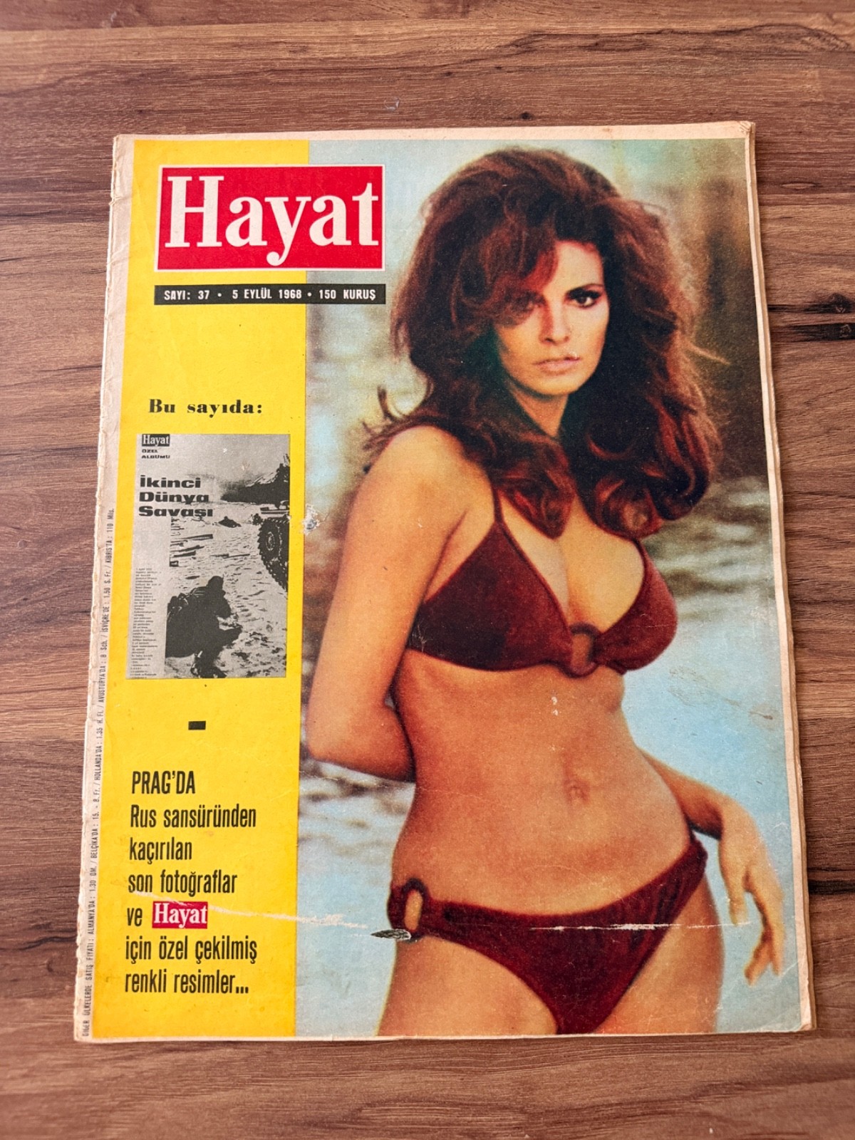 Rare 1968 Turkish Hayat Magazine RAQUEL WELCH Cover Hollywood Icon Vintage