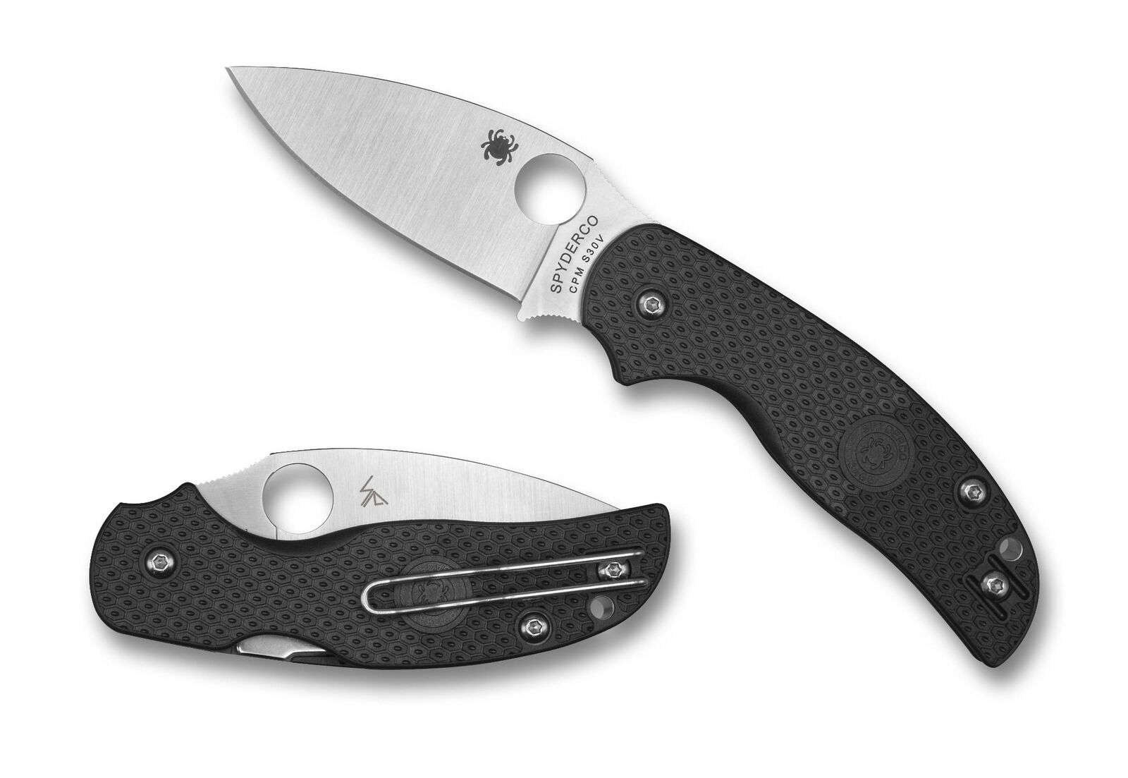 Spyderco Sage 5 Lightweight Knife C123PBK Plain Edge S30V Blade Black FRN Handle