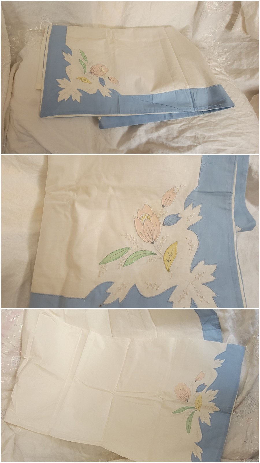 Vintage Madeira Hand Embroidered Full Sheet 1 pillow case set NWOT Vintage Madeira Hand Embroidered Full Sheet 1 pillow case set NWOT