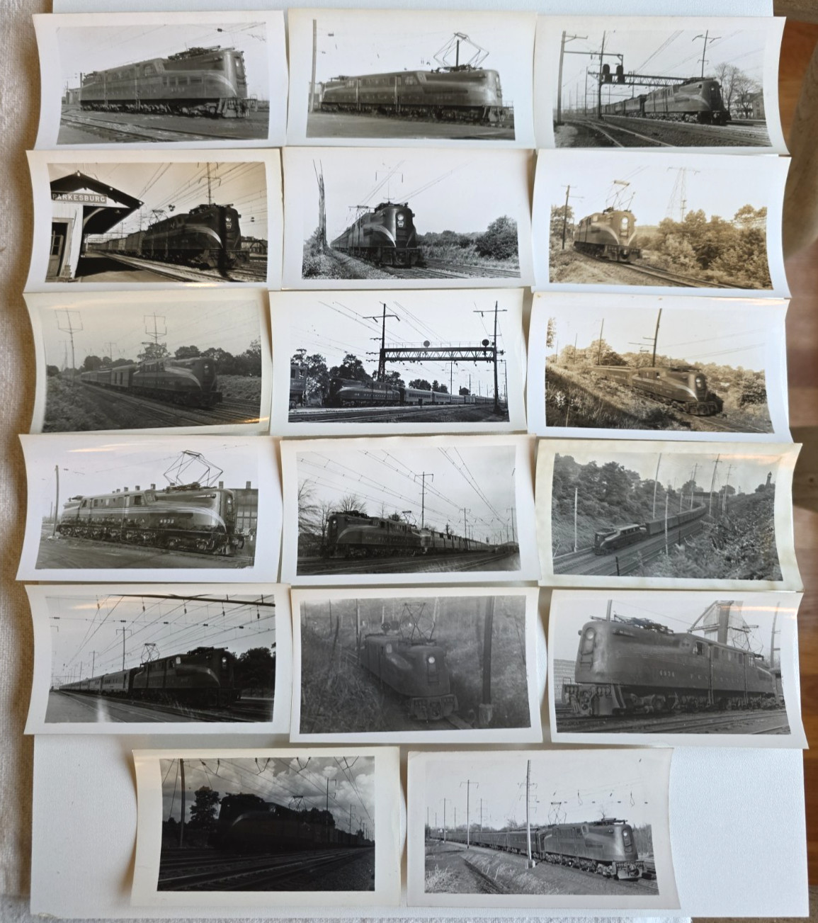 C. 1940s Pennsylvania Railroad GG-1 Locomotive Snapshot Photo Lot Of 17 C. 1940s Pennsylvania Railroad GG-1 Locomotive Snapshot Photo Lot Of 17