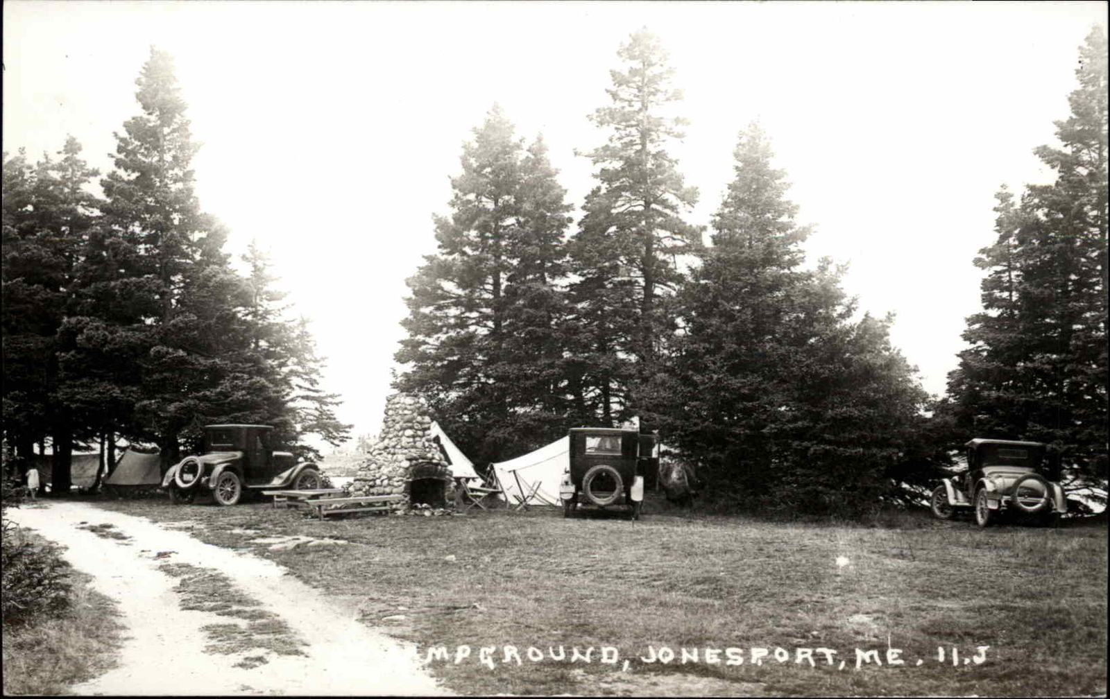 Jonesport ME Campground c1910 Real Photo 1950s Reissue RPPC PC Jonesport ME Campground c1910 Real Photo 1950s Reissue RPPC PC