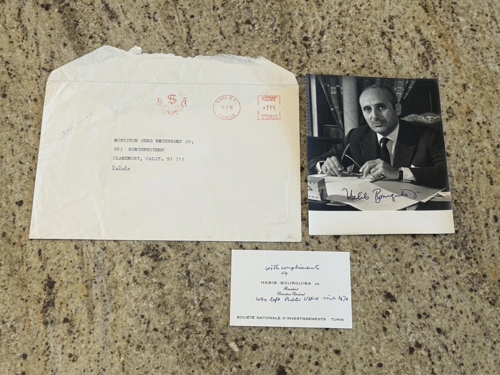 RARE Vintage Habib Bourguiba Jr President Of Tunisia Signed Autographed Photo