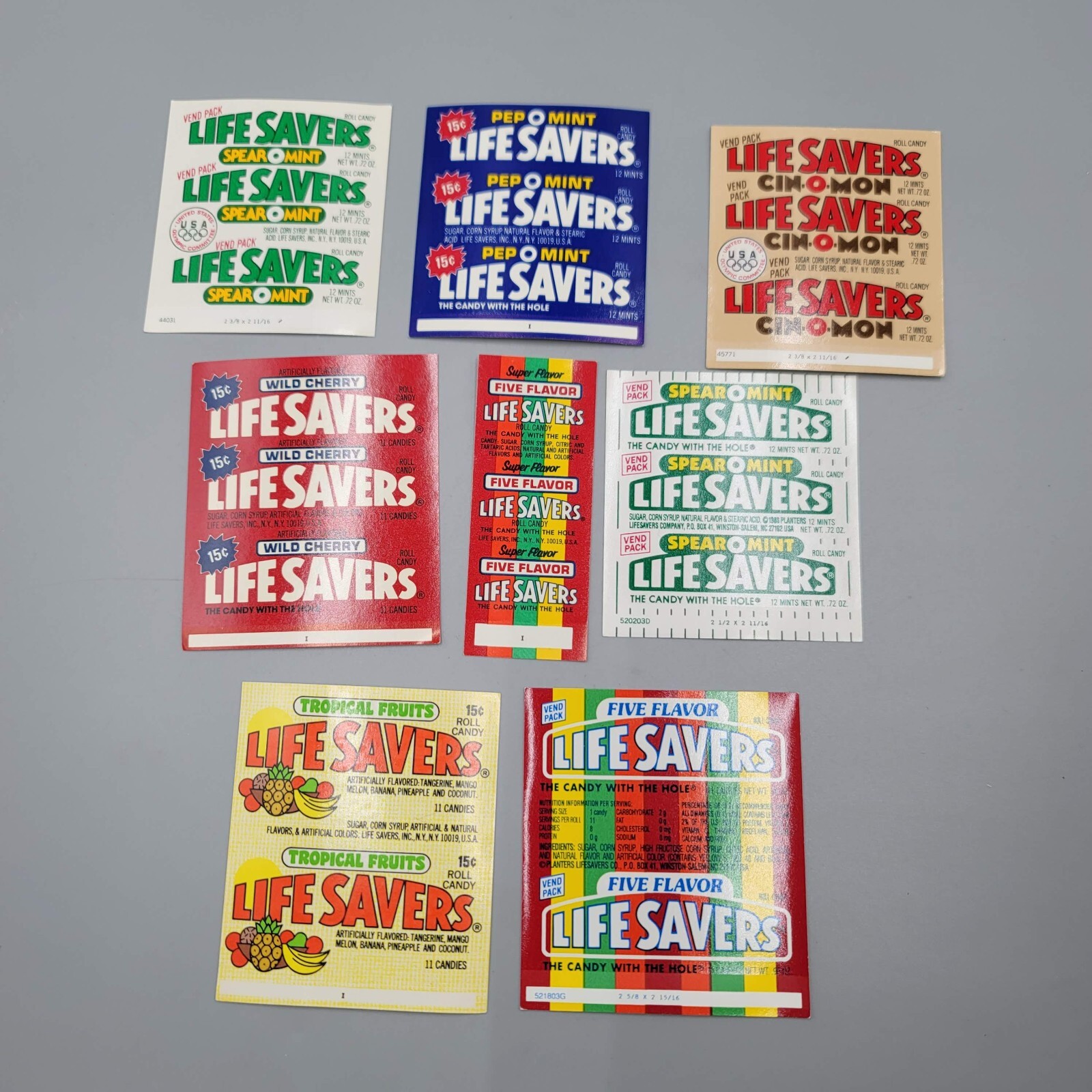 Vintage Life Savers Candy Wrappers New Old Stock Lot of 8 Vintage Life Savers Candy Wrappers New Old Stock Lot of 8