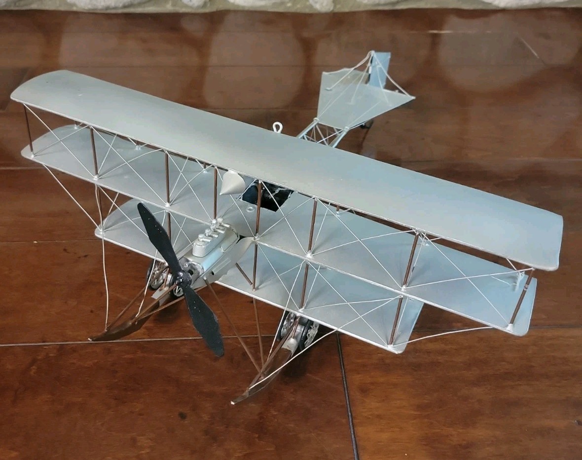 Vintage 1909 AV Roe Mark IV Tri-Wing Seaplane Tin Metal Model/Decor