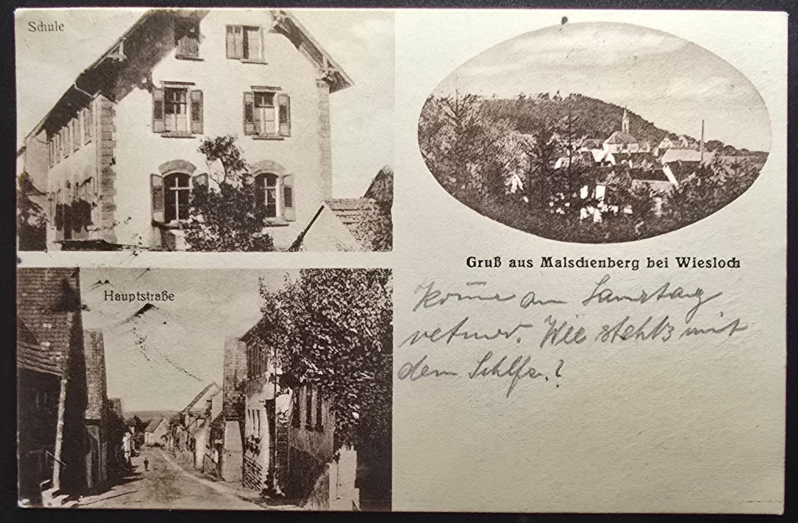 Germany Gruß aus Malschenberg bei Wiesloch Multi View Village Street School RPPC