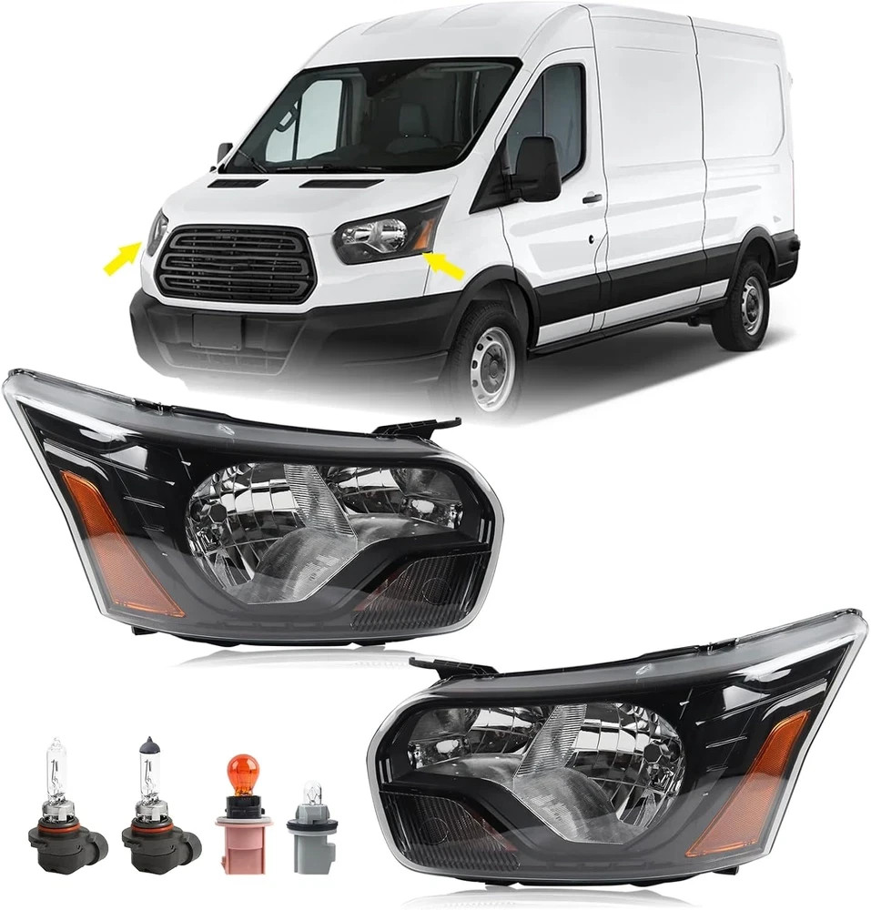 Pair Headlight Assembly Fit for 2015-2020 Ford Transit 150 250 350 Halogen Head Pair Headlight Assembly Fit for 2015-2020 Ford Transit 150 250 350 Halogen Head