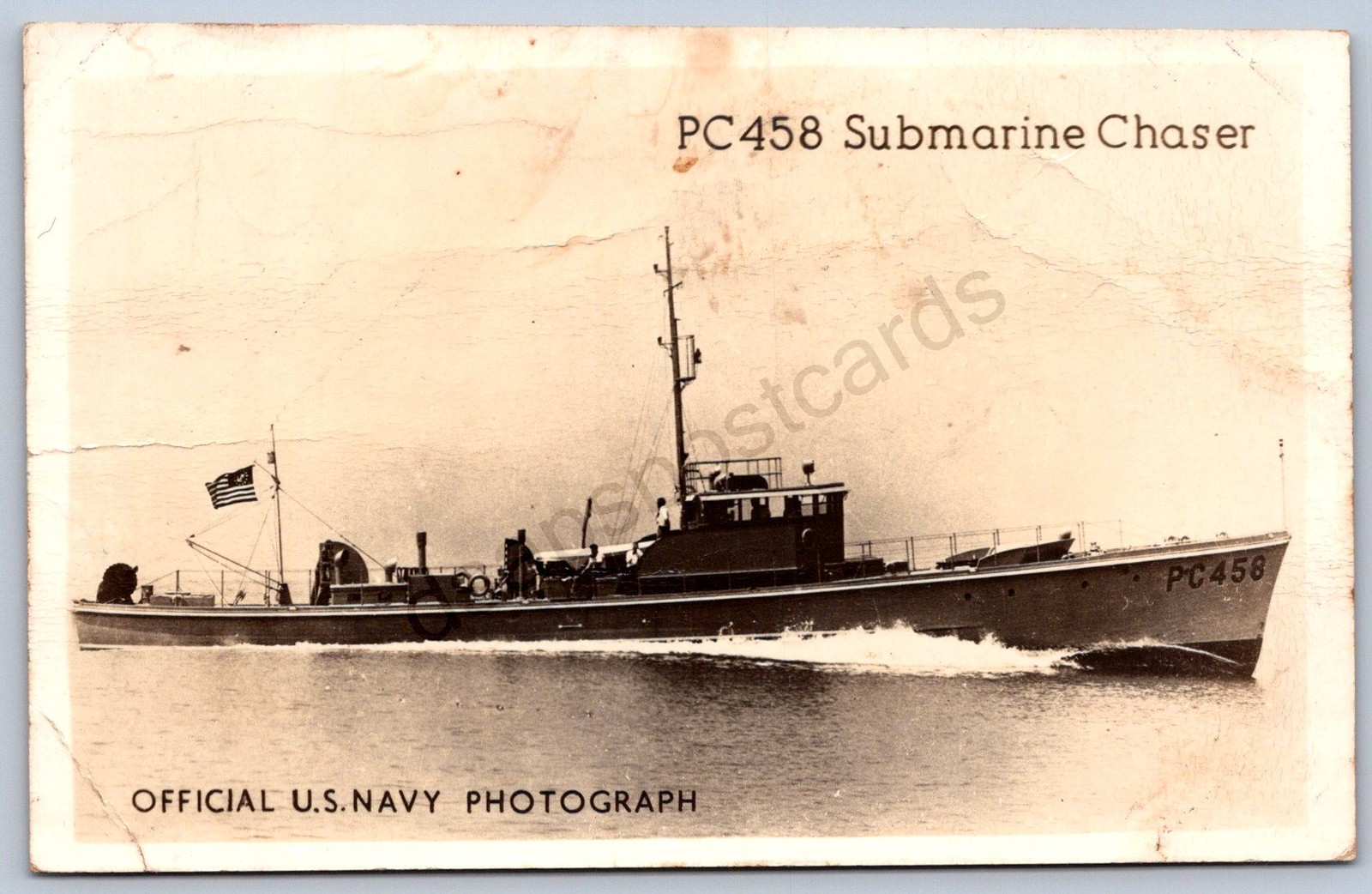K36/ Ship RPPC Postcard c1940s Submarine Chaser PC458 U.S. Navy 273 K36/ Ship RPPC Postcard c1940s Submarine Chaser PC458 U.S. Navy 273