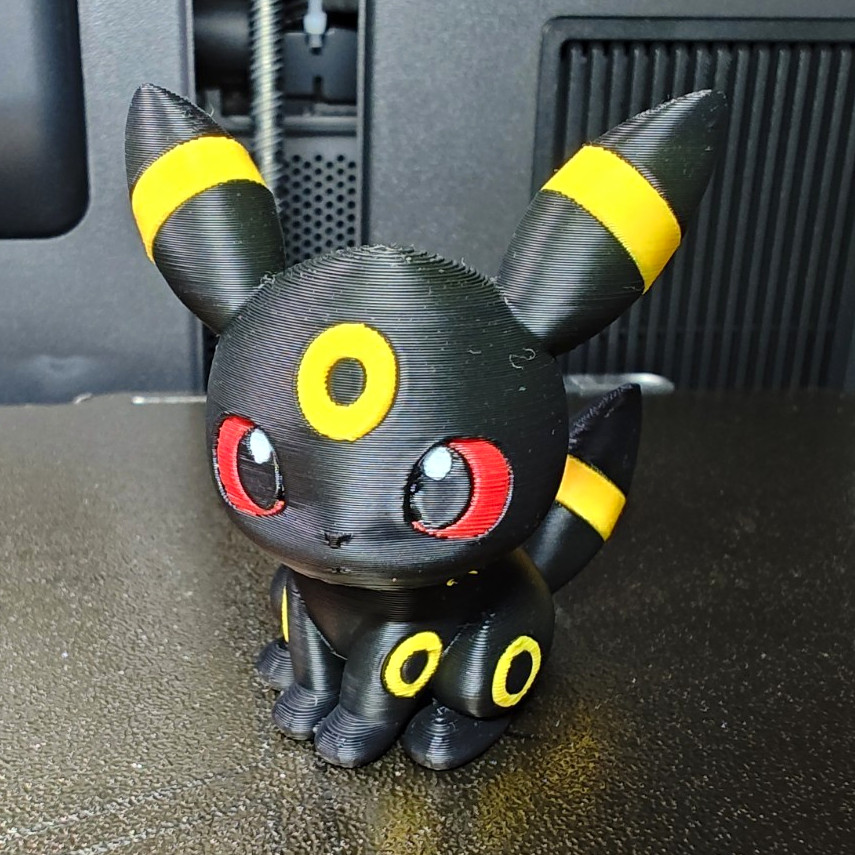 Umbreon Pokémon 3D Printed Figure Black Yellow Red Eyes Cute Collectible Display