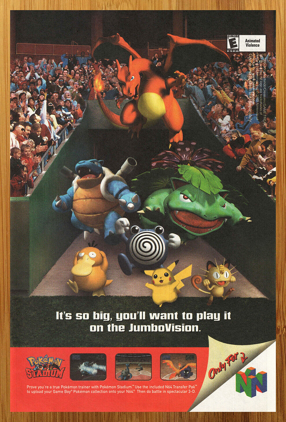 2000 Pokemon Stadium N64 Vintage Print Ad/Poster Nintendo 64 Official Promo Art