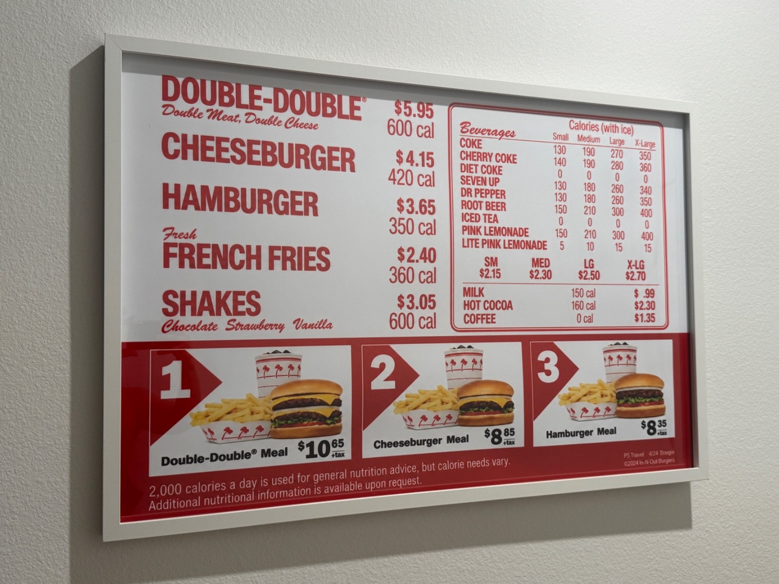 RARE In-N-Out Burgers Menu POSTER 36” x 24” (no frame) RP Promo MANCAVE GARAGE RARE In-N-Out Burgers Menu POSTER 36” x 24” (no frame) RP Promo MANCAVE GARAGE