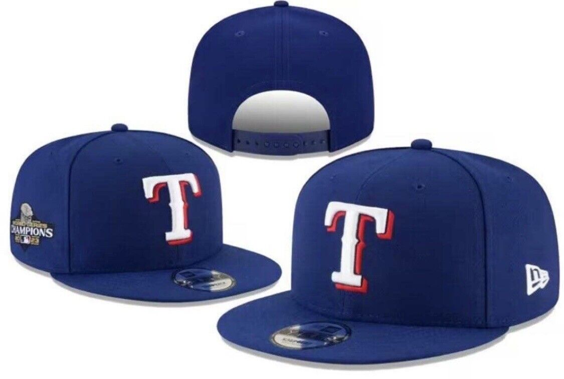 Texas Rangers Hat Cap Snap Back World Series 2023 Champions Blue New Era Seager