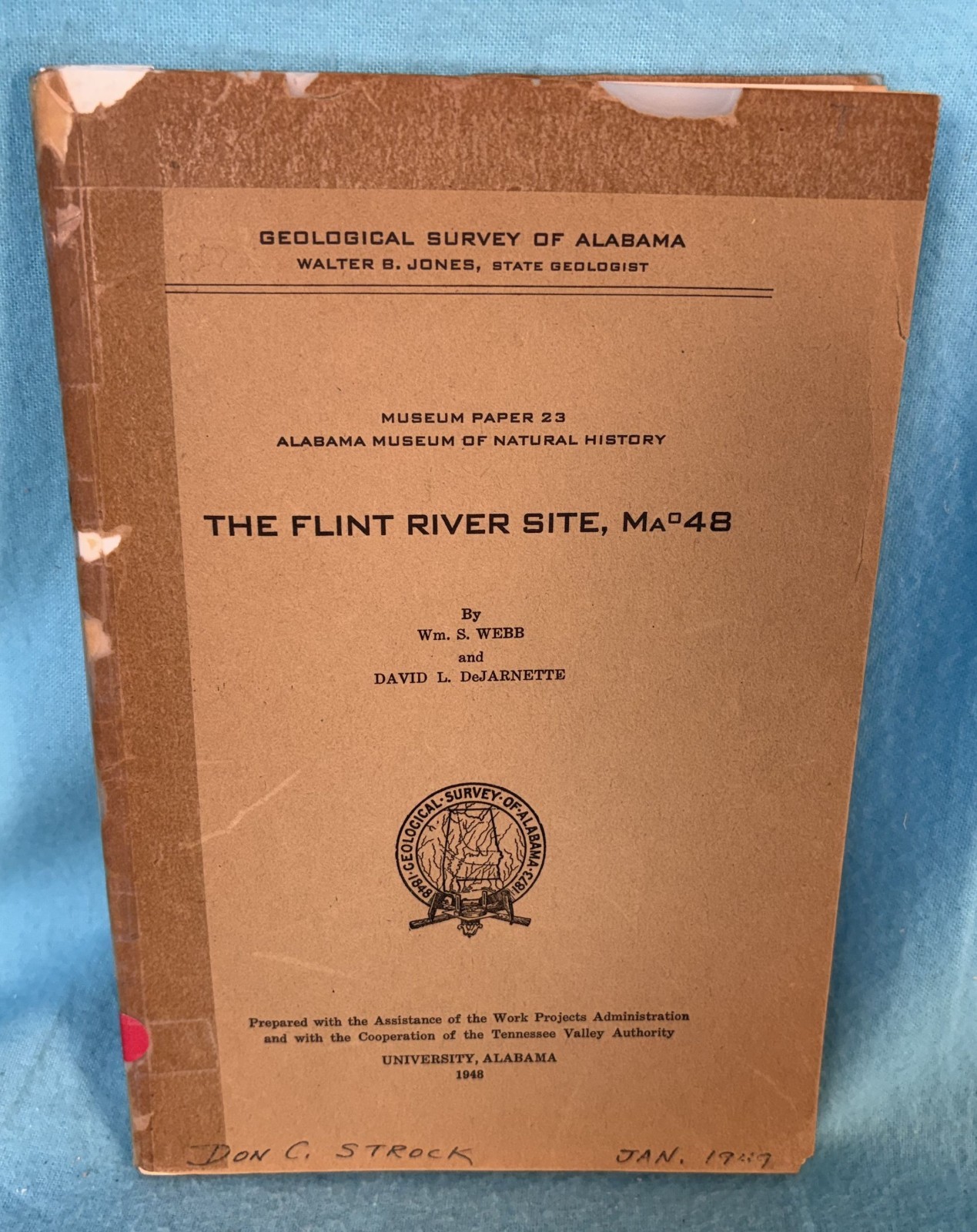 The Flint River Site, MAo48 in Alabama SB Book by Webb & DeJarnette, 1948, 87 pp