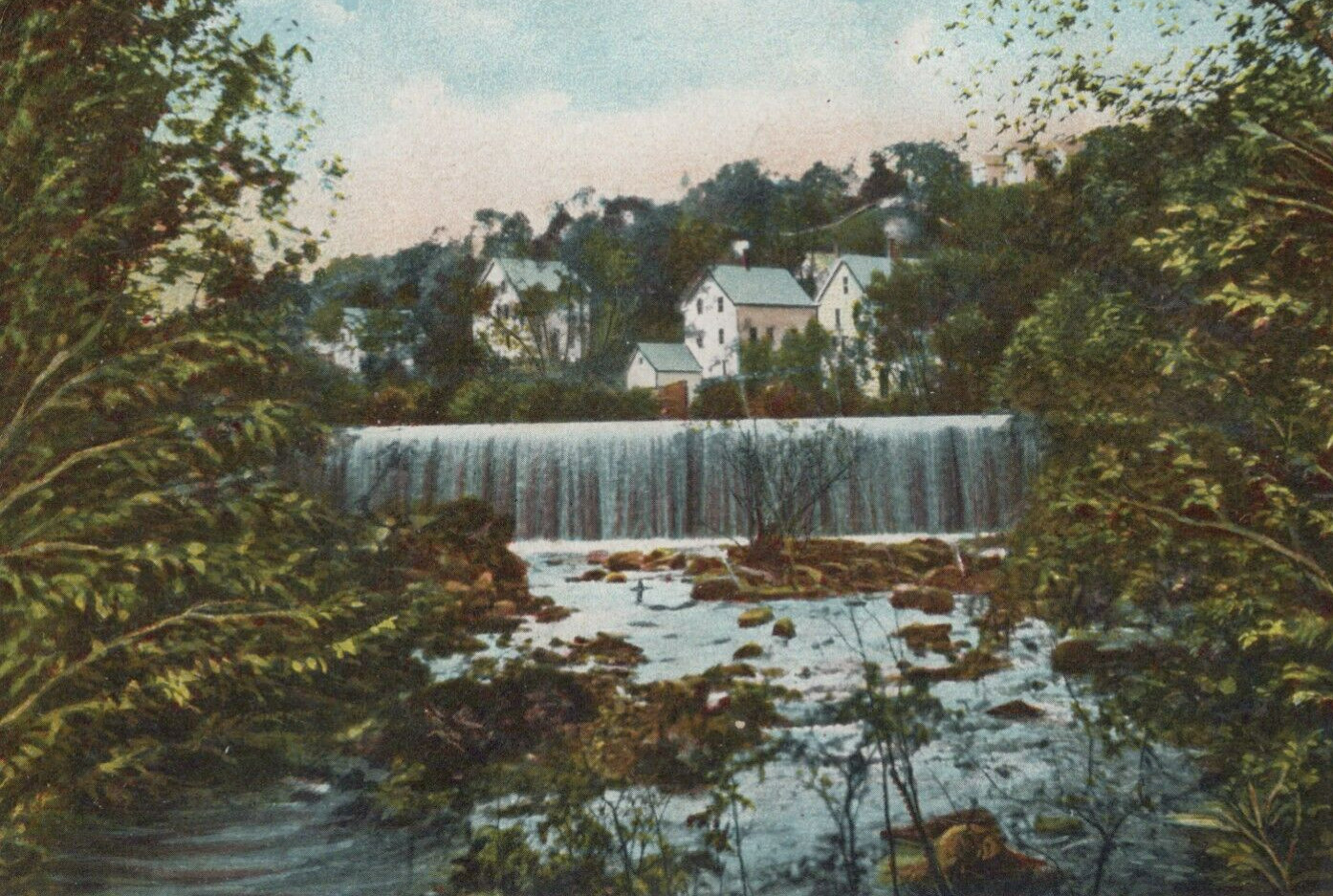 Waterfall at Bond Brook in Augusta Maine Undivided Back Vintage Post Card