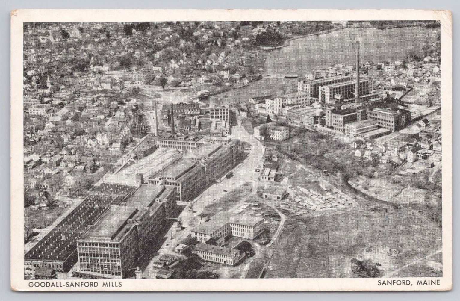 Vintage Goodall-Sanford Mills Aerial View Postcard Sanford Maine
