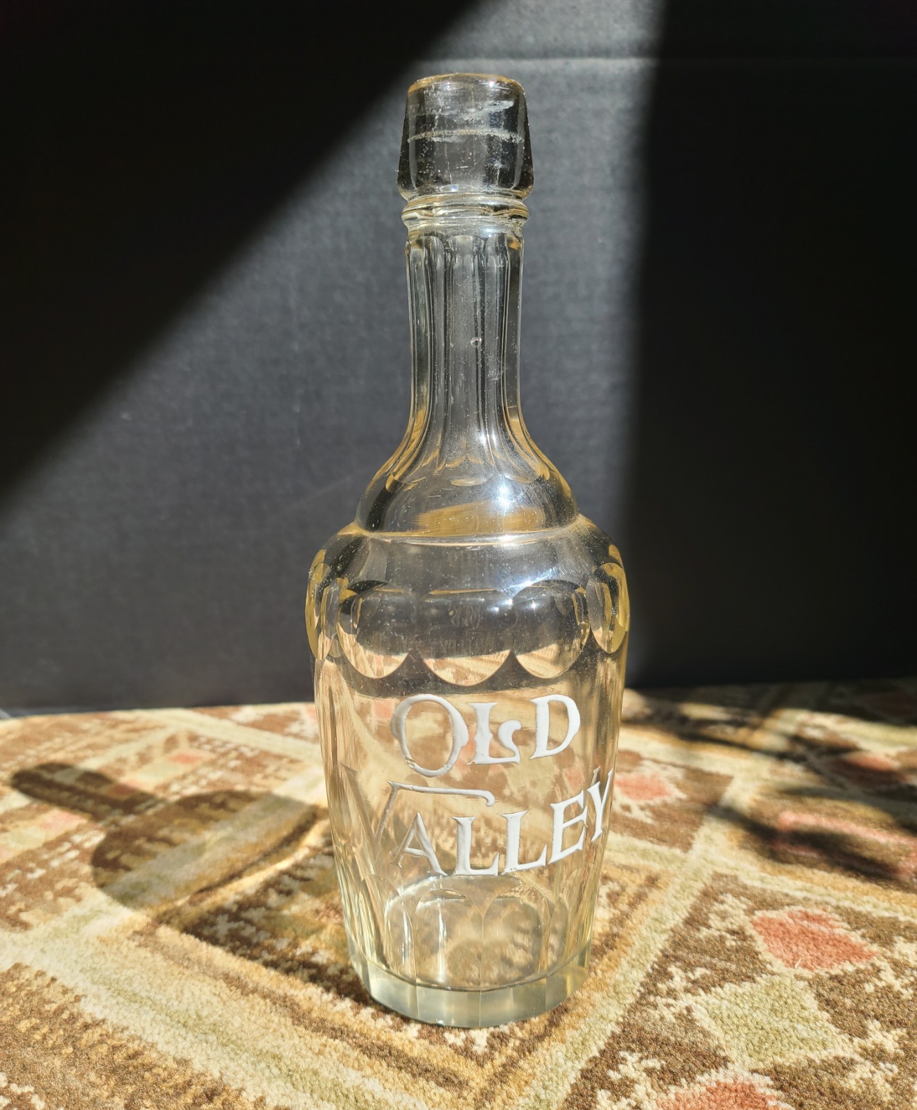 Antique OLD VALLEY Kentucky Whiskey Liquor Bottle Bar Back 9-3/4\ Antique OLD VALLEY Kentucky Whiskey Liquor Bottle Bar Back 9-3/4\