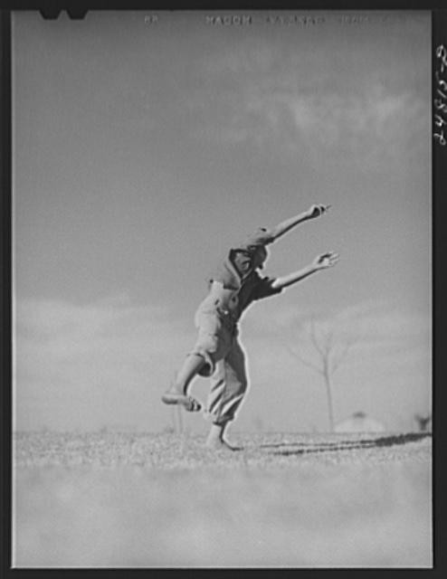 Photo:Robstown Texas 1930s Flying Model Airplane FSA Camp Boy