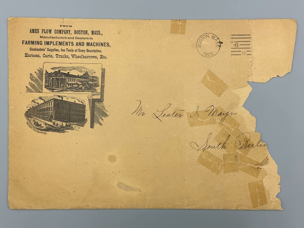 1902 AMES PLOW Antique FARM Illustrated Advertising POSTAL COVER Large Envelope 1902 AMES PLOW Antique FARM Illustrated Advertising POSTAL COVER Large Envelope