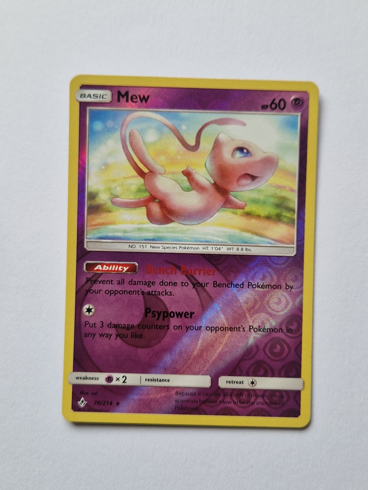 Pokemon Mew 76/214 Unbroken Bonds Reverse Holo Rare Card NM Pokemon Mew 76/214 Unbroken Bonds Reverse Holo Rare Card NM