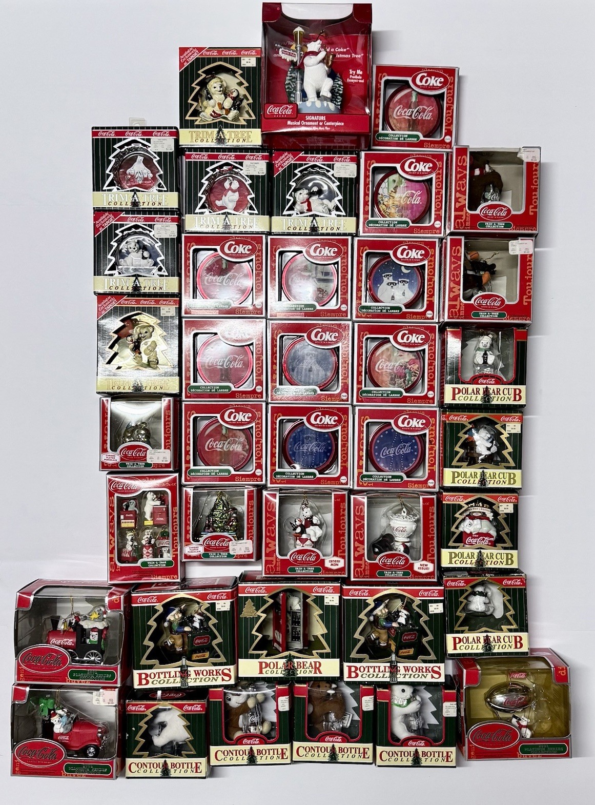 Vintage Coca Cola Christmas Ornaments Lot of 39 Polar Bears Trim A Tree NIB NOS