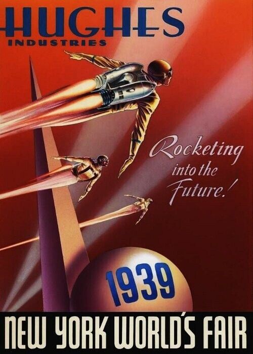 1939 New York World's Fair USA Retro Art Poster Print. Howard Hughes Ind.