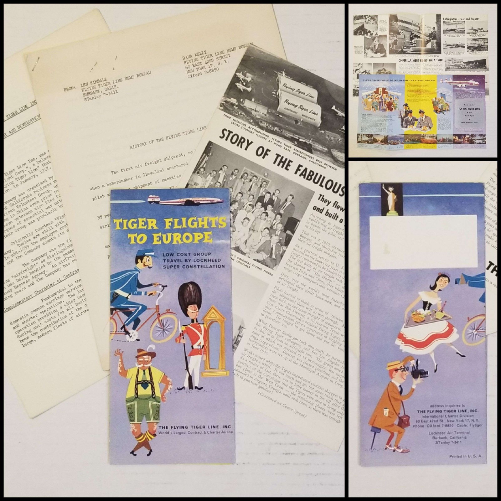 Vintage 1960s Flying Tiger Line Airline Lot Post-WWII Aviation Collectible Vintage 1960s Flying Tiger Line Airline Lot Post-WWII Aviation Collectible
