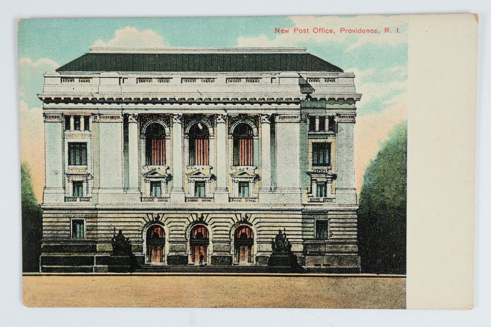 Providence RI Rhode Island New Post Office Building Vintage 1910s Postcard