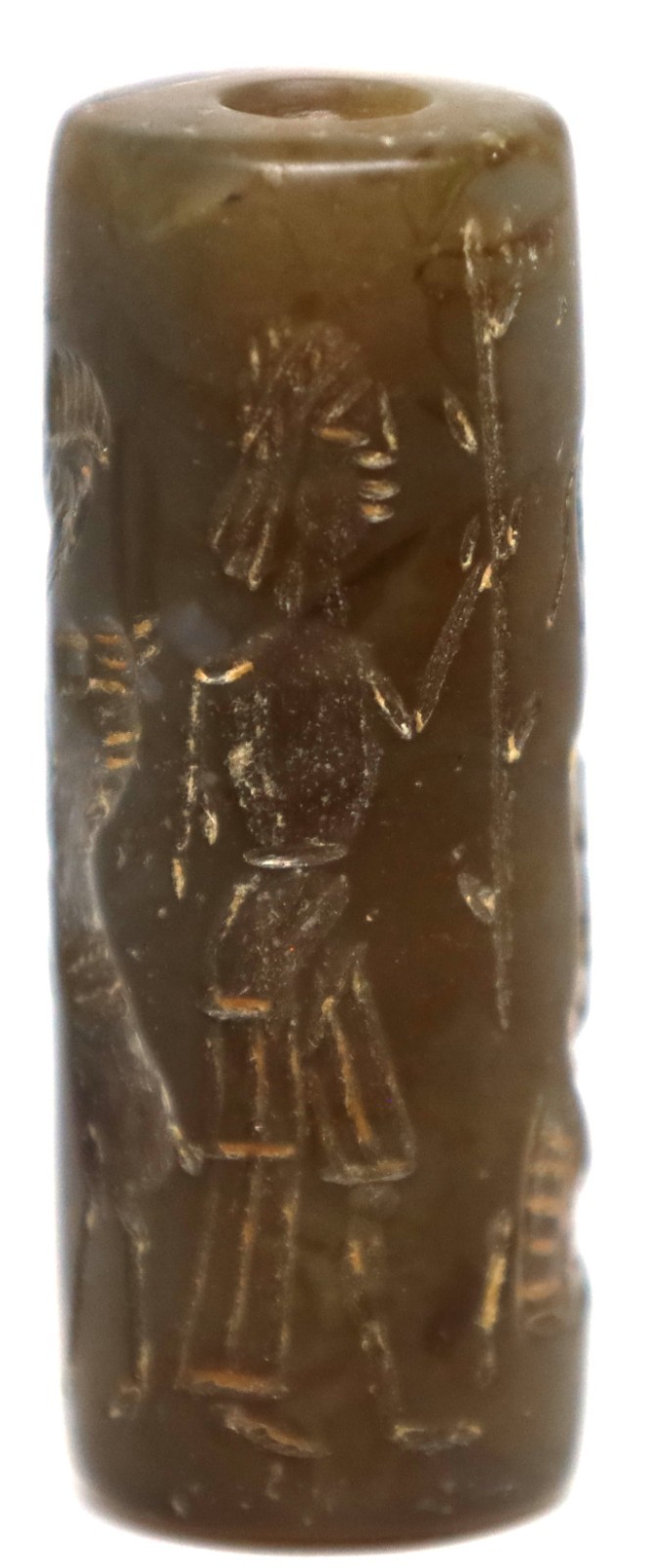 Ancient Near East Old Agate stone Antique Cylinder Bead Seal Amulet Circa 250BC Ancient Near East Old Agate stone Antique Cylinder Bead Seal Amulet Circa 250BC