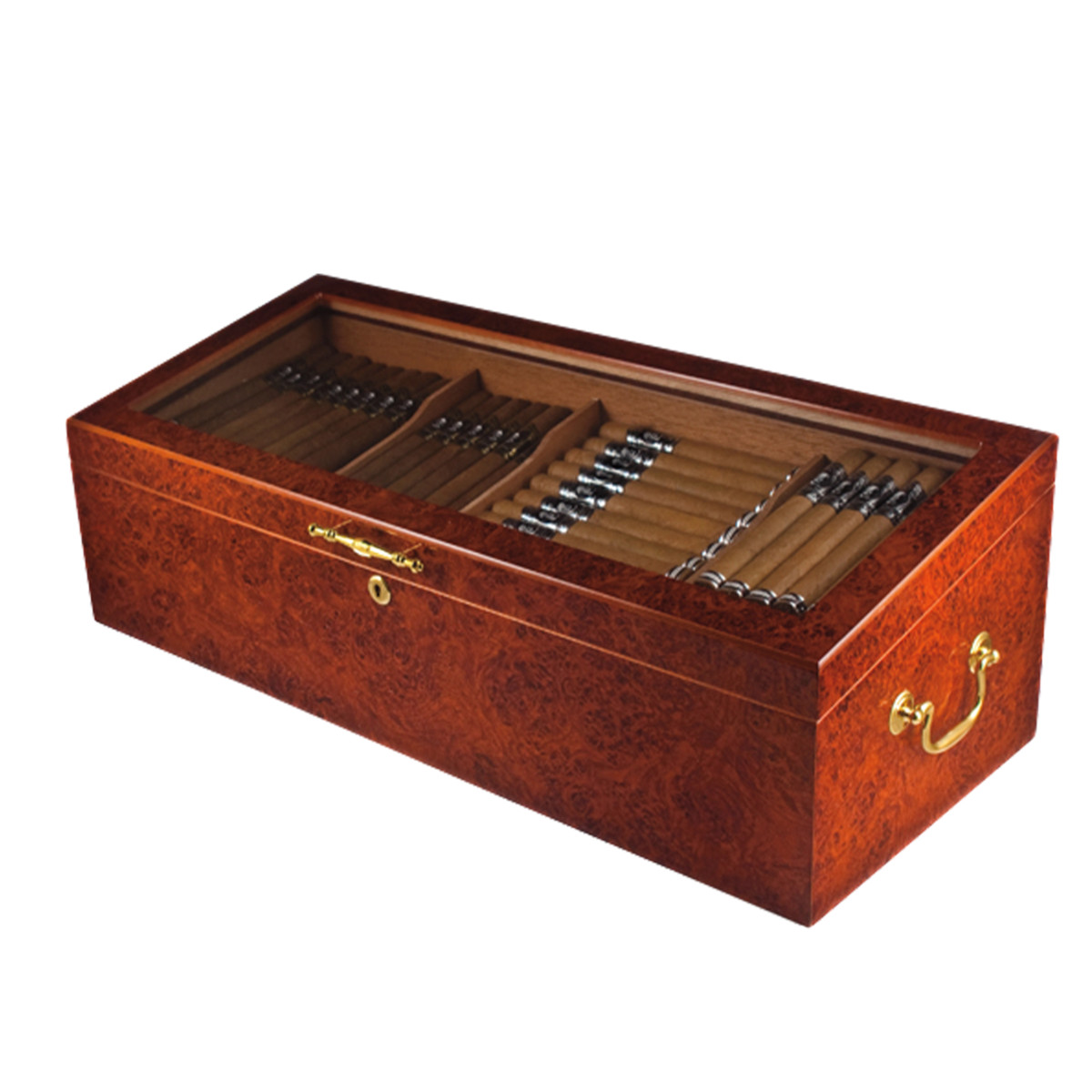 Humidor Supreme Cigar Humidor Wood Display, 6 Bin Countertop Humidor, Burl Humidor Supreme Cigar Humidor Wood Display, 6 Bin Countertop Humidor, Burl