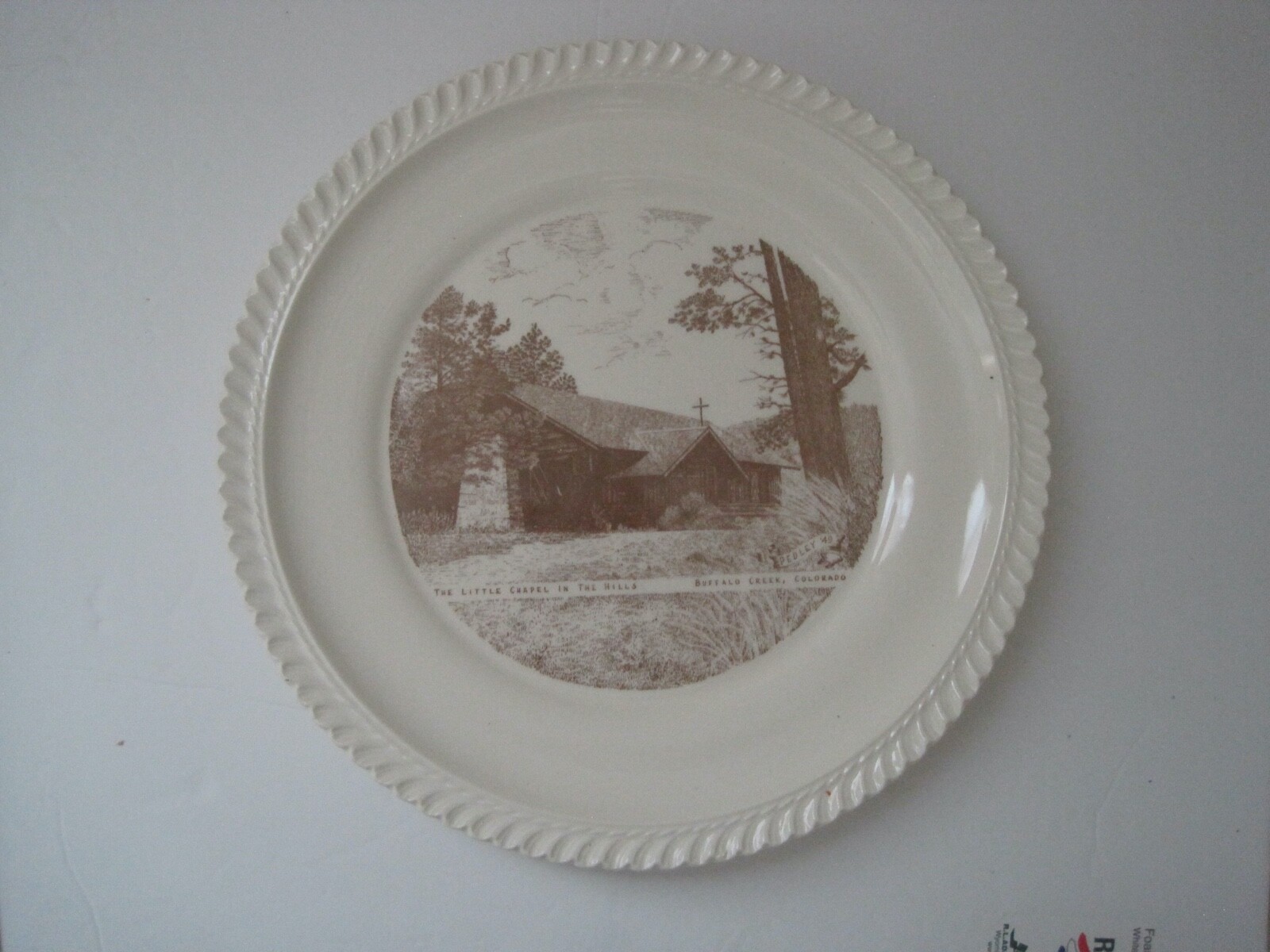 The Little Chapel In The Hills Buffalo Creed Colorado Souvenir Plate 10 1/4\