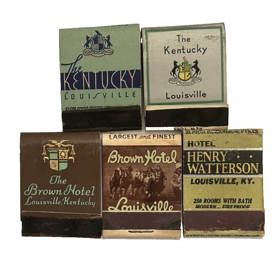 Vintage 1930s-50s Louisville KY Hotel Matchbook Lot (5) Brown Watterson Kentucky