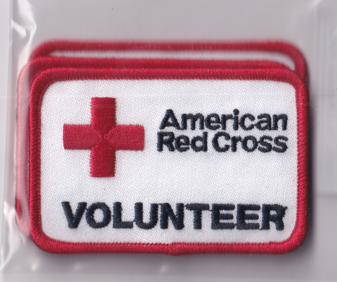 AMERICAN RED CROSS VOLUNTEER PATCH 3 X 2 Inches REDUCED AMERICAN RED CROSS VOLUNTEER PATCH 3 X 2 Inches REDUCED
