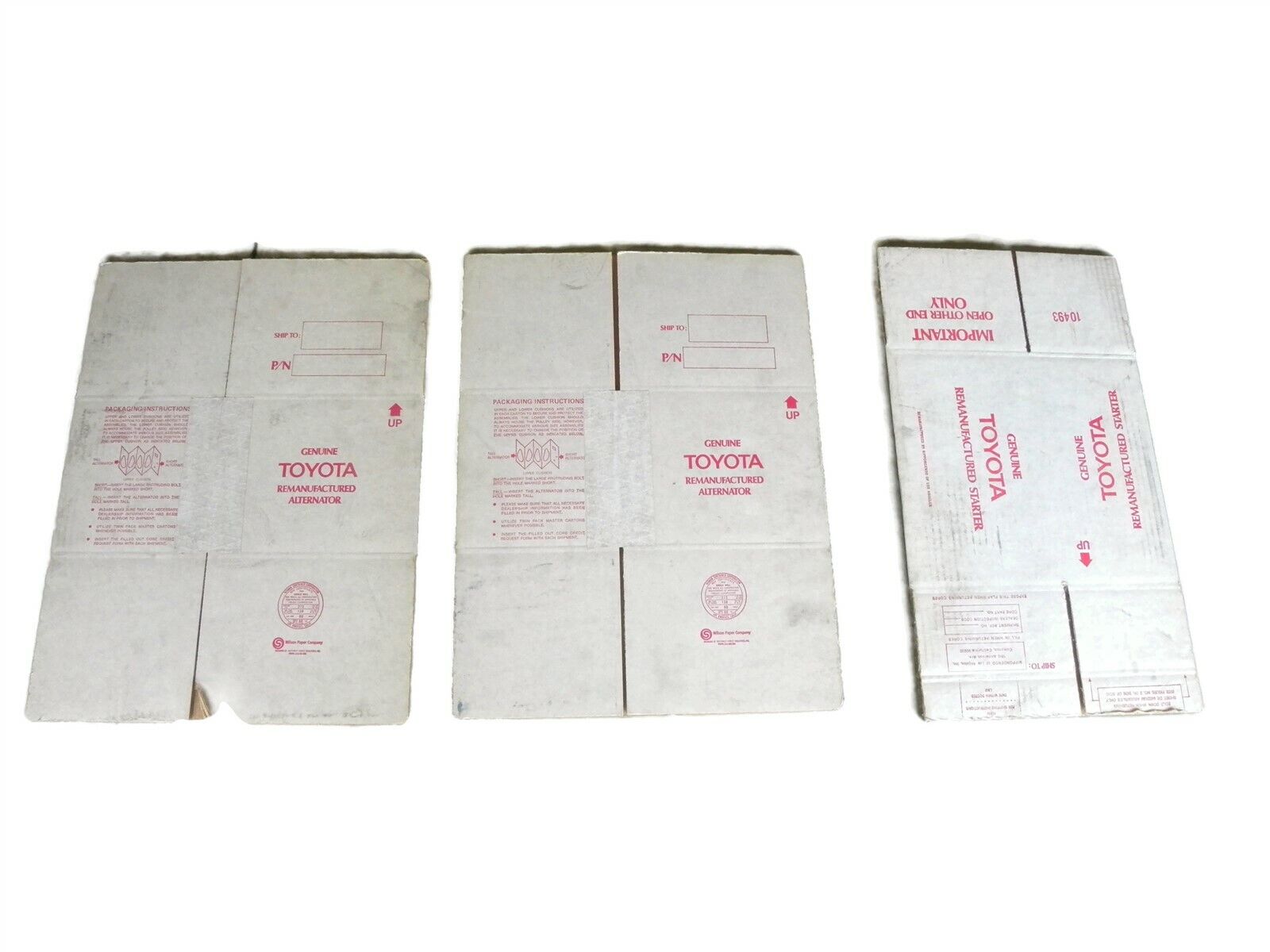 VINTAGE 1970S-80S TOYOTA DEALERSHIP CARDBOARD PARTS BOXES UNUSED SOLD AS A LOT