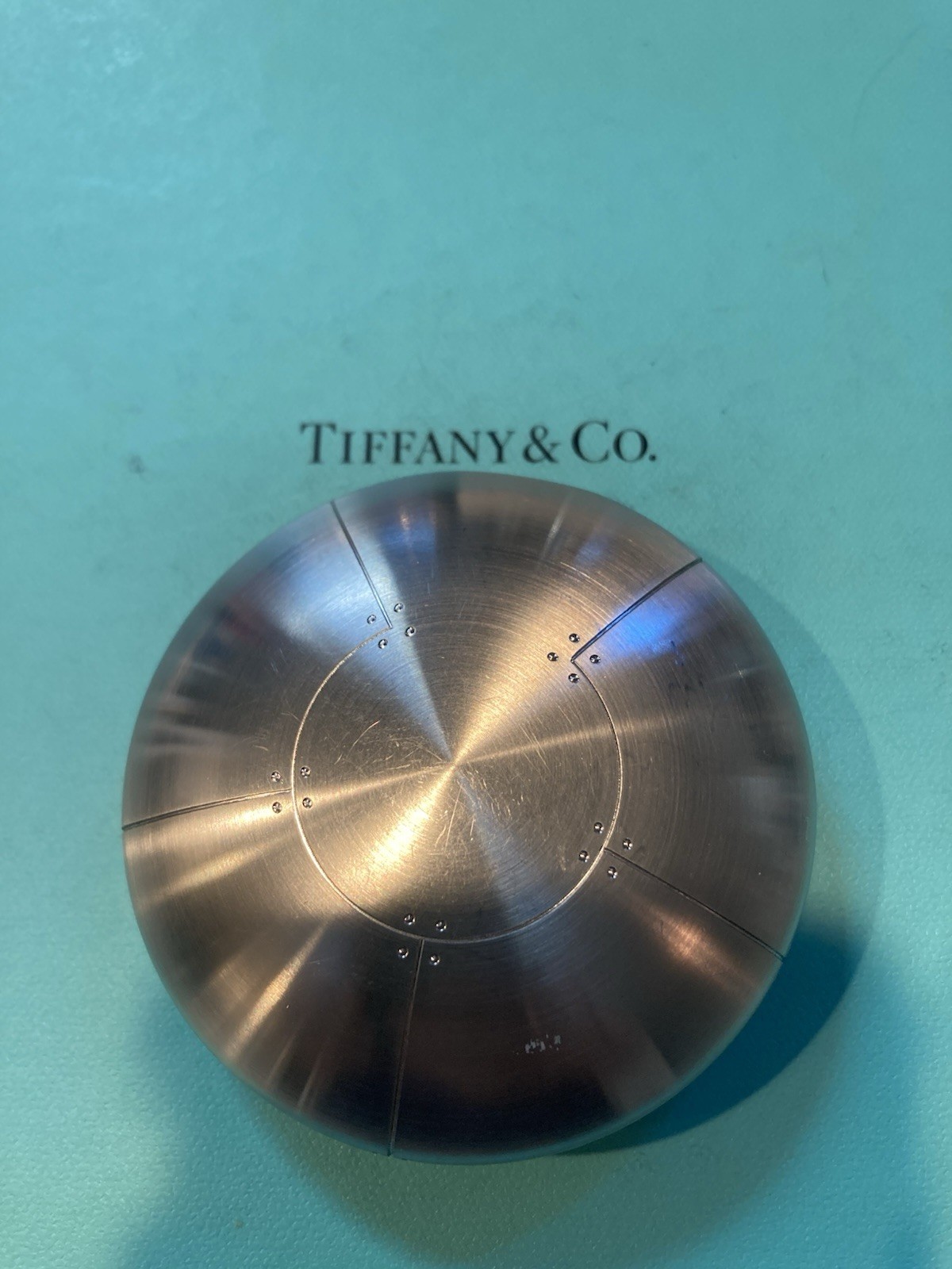 Tiffany & Co Streamerica stainless steel paperweight box sphere Tiffany & Co Streamerica stainless steel paperweight box sphere