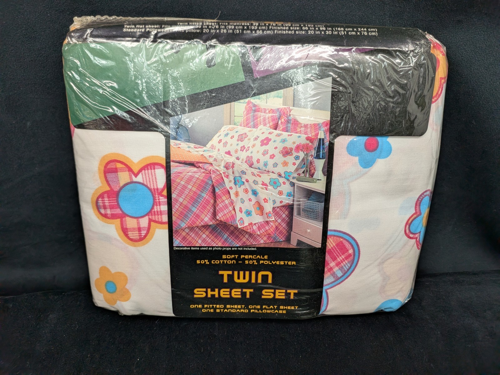 Vtg New Old Stock Walmart Preppy Plaid Twin Sheet Set Y2K 50/50 Soft Percale