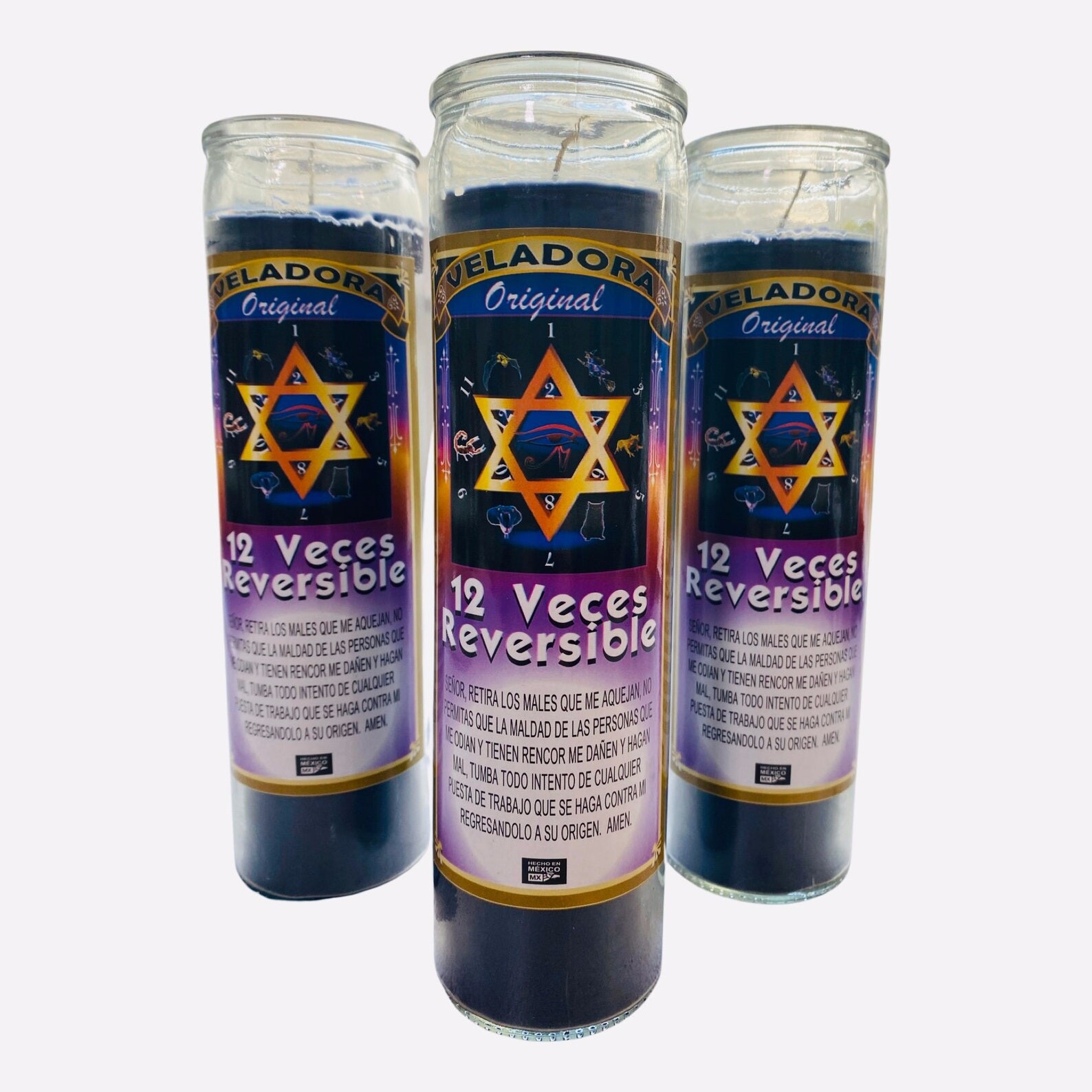 3x SET- 12 Times Reversible Black Fixed Candle, 12 Veces Reversible Veladora 3x SET- 12 Times Reversible Black Fixed Candle, 12 Veces Reversible Veladora
