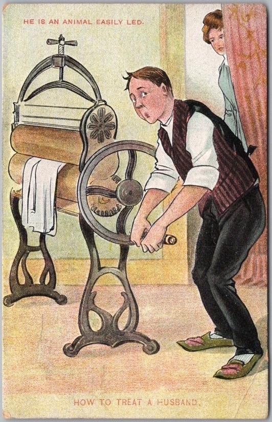 c1910s HOW TO TREAT A HUSBAND Comic Postcard 